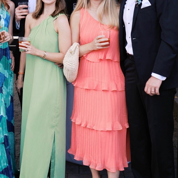 Elegant Coral One-Shoulder Dress - Picture 5 of 5